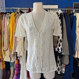 Elegant White Lace Women's Top